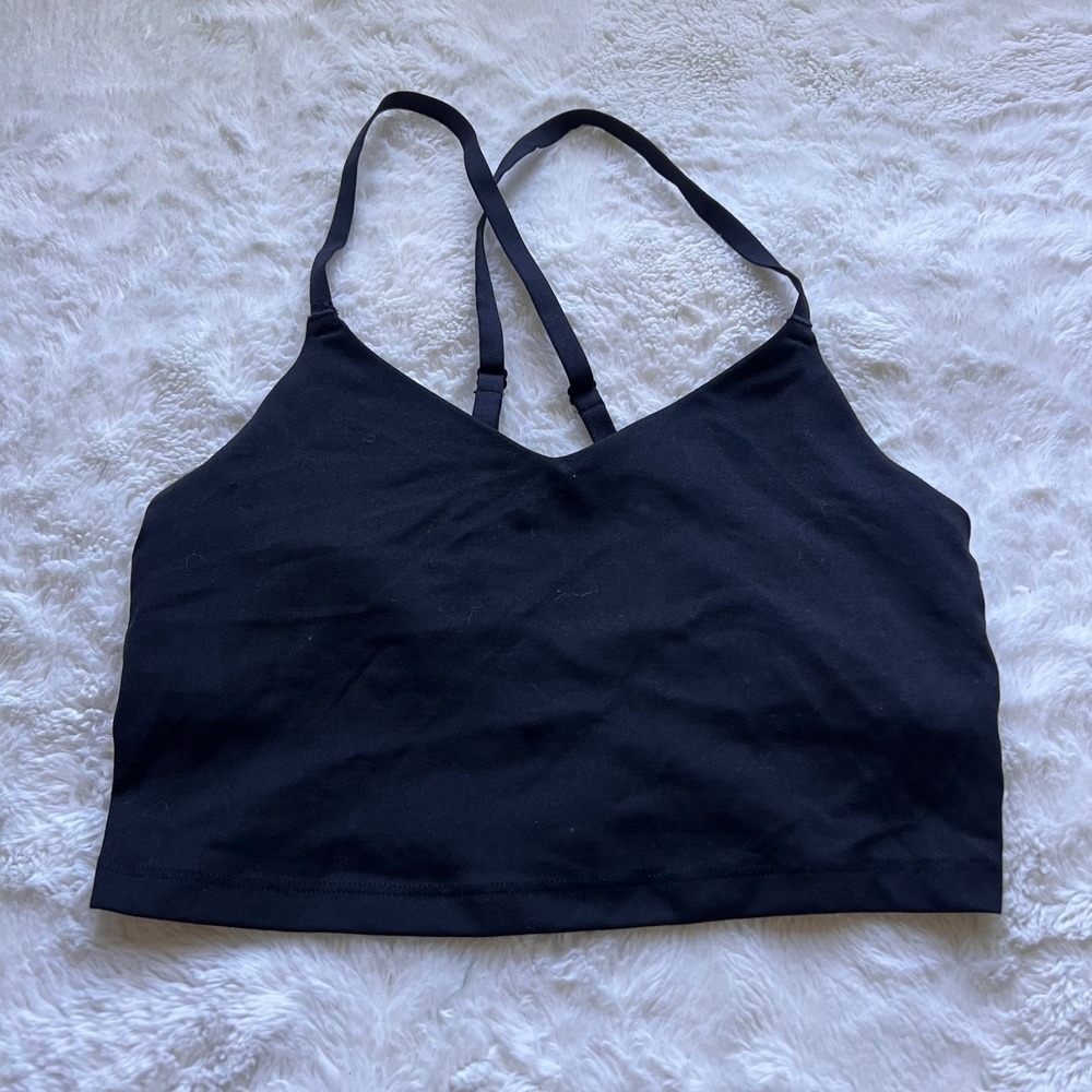 OFFLINE by Aerie Real Me Recharge Black V-Neck Cross Back Sports Bra Small Women